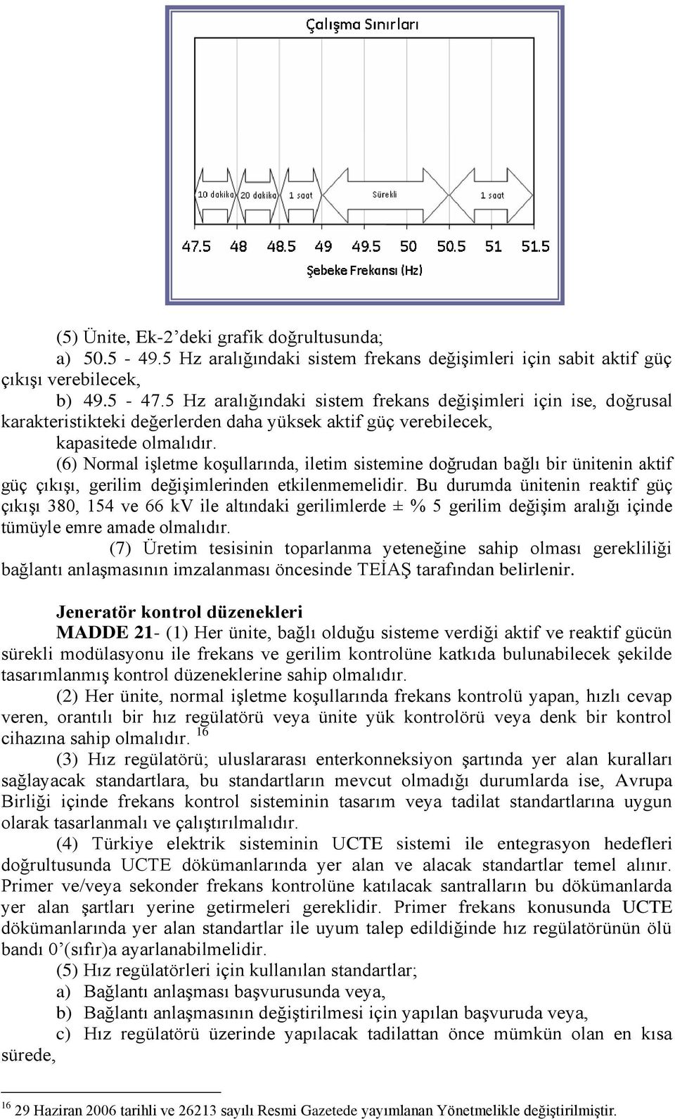 (6) Normal iģletme koģullarında, iletim sistemine doğrudan bağlı bir ünitenin aktif güç çıkıģı, gerilim değiģimlerinden etkilenmemelidir.