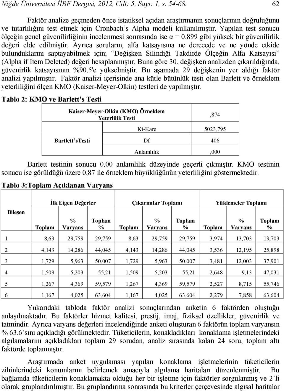 Yapılan test sonucu ölçeğin genel güvenilirliğinin incelenmesi sonrasında ise α = 0,899 gibi yüksek bir güvenilirlik değeri elde edilmiştir.