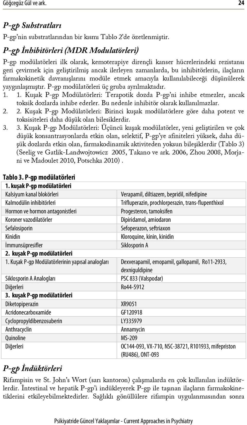 inhibitörlerin, ilaçların farmakokinetik davranışlarını modüle etmek amacıyla kullanılabileceği düşünülerek yaygınlaşmıştır. P-gp modülatörleri üç gruba ayrılmaktadır. 1.