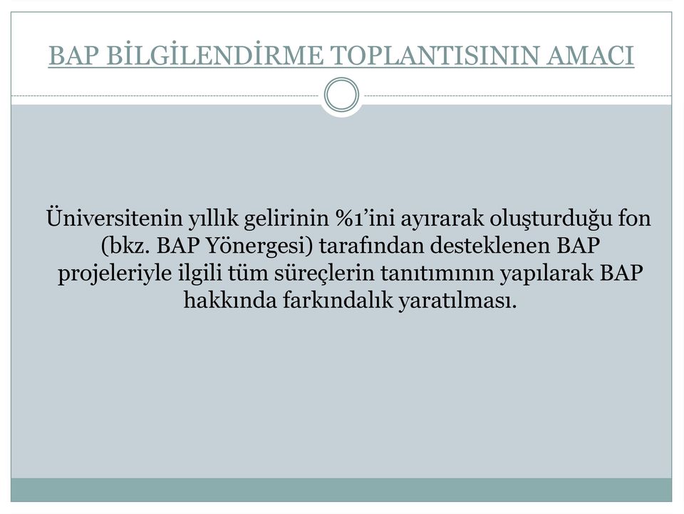 BAP Yönergesi) tarafından desteklenen BAP projeleriyle