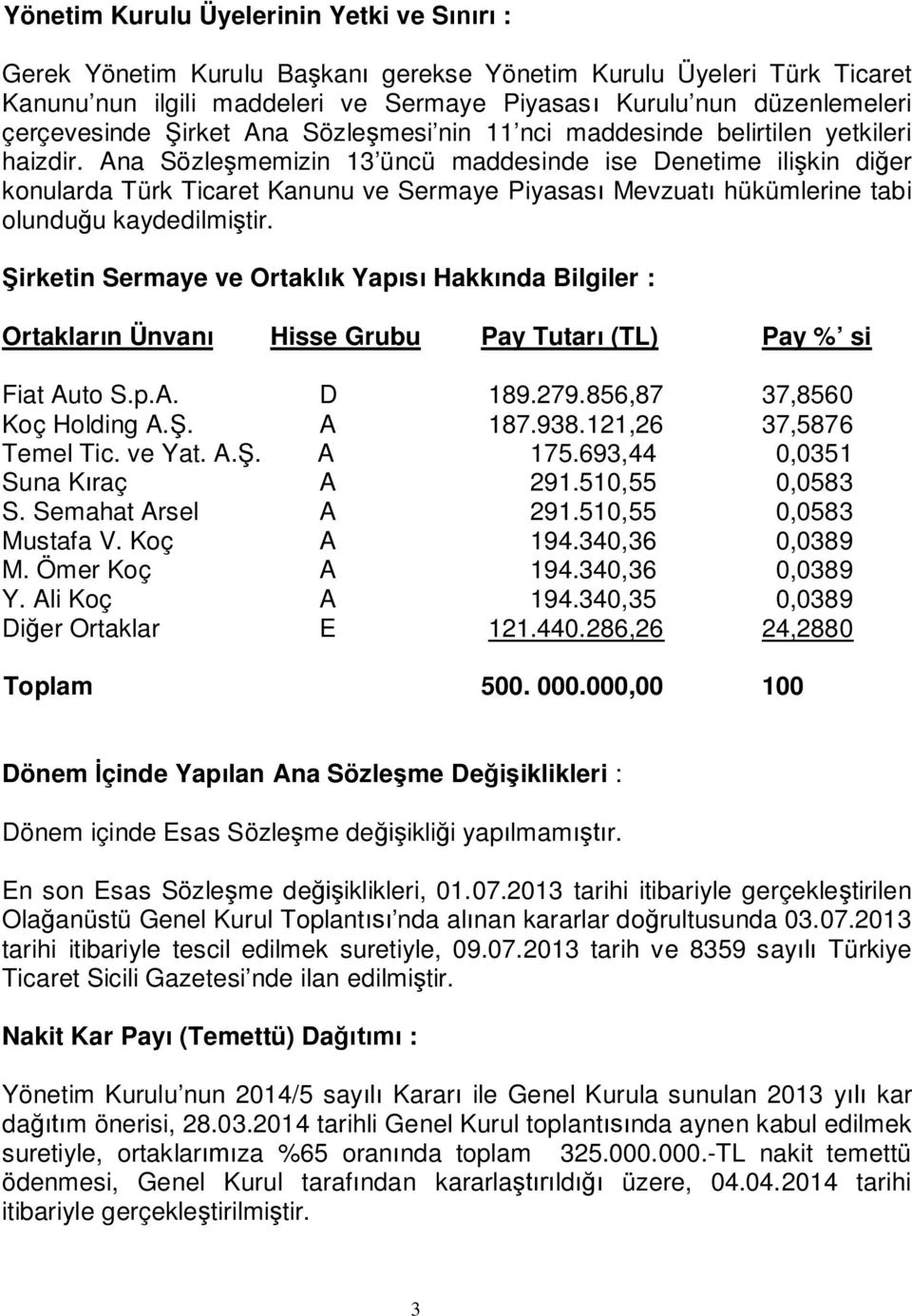 Ana Sözle memizin 13 üncü maddesinde ise Denetime ili kin di er konularda Türk Ticaret Kanunu ve Sermaye Piyasas Mevzuat hükümlerine tabi olundu u kaydedilmi tir.