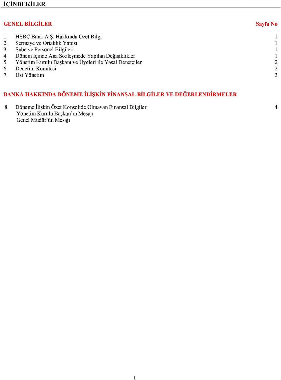 Yönetim Kurulu Başkanı ve Üyeleri ile Yasal Denetçiler 2 6. Denetim Komitesi 2 7.