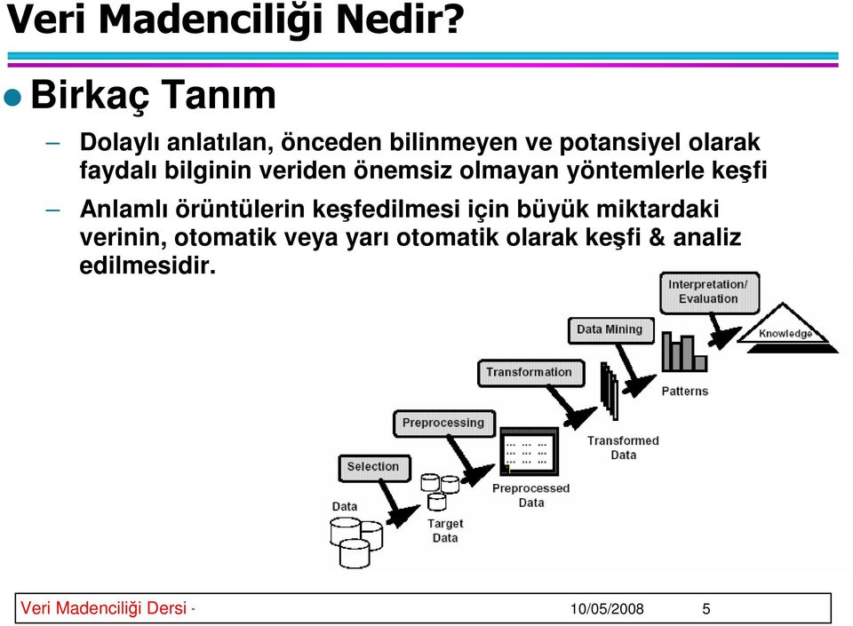 kefedilmesi için büyük miktardaki verinin, otomatik veya yarı otomatik olarak