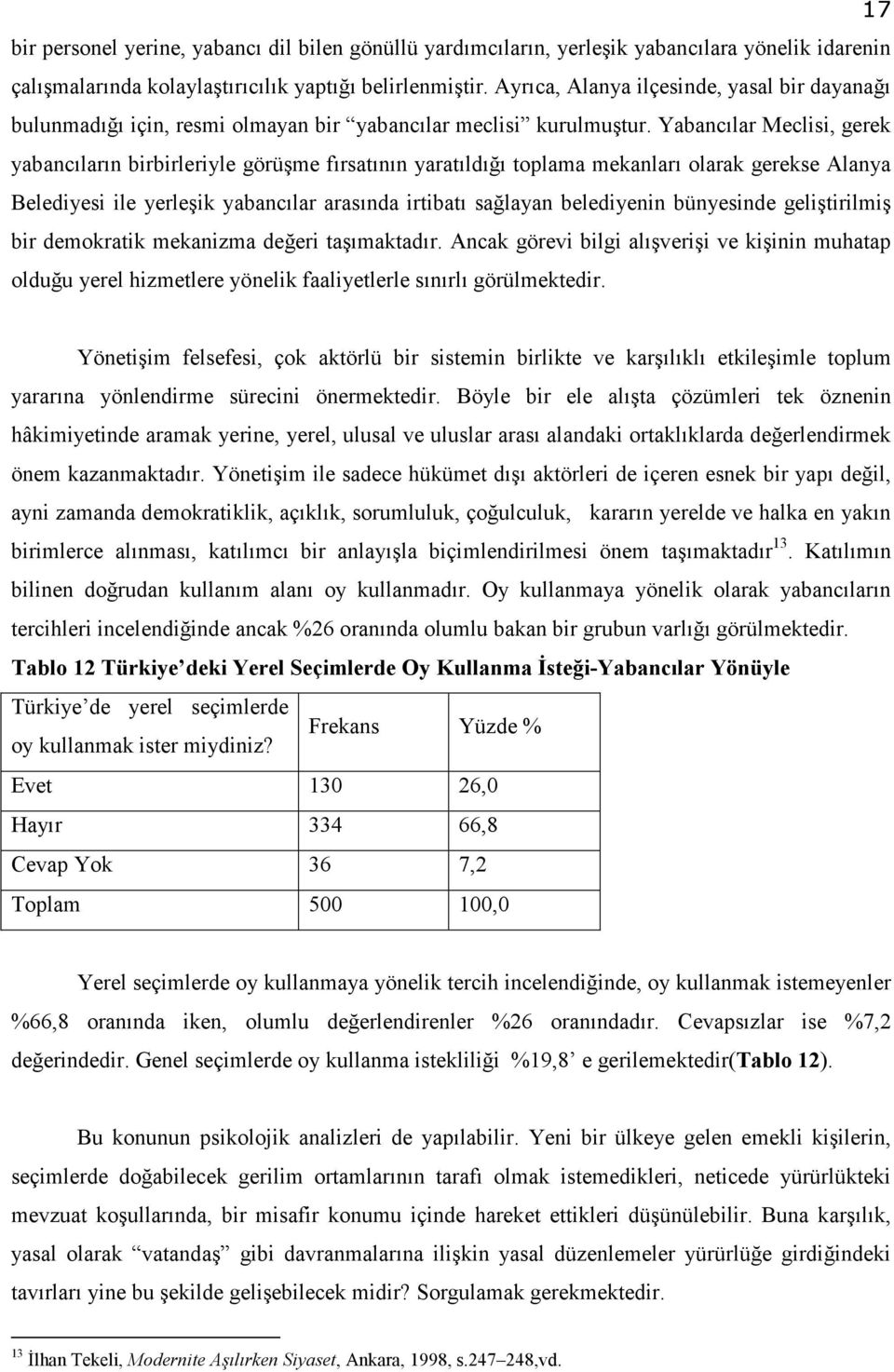 Yabancılar Meclisi, gerek yabancıların birbirleriyle görüşme fırsatının yaratıldığı toplama mekanları olarak gerekse Alanya Belediyesi ile yerleşik yabancılar arasında irtibatı sağlayan belediyenin