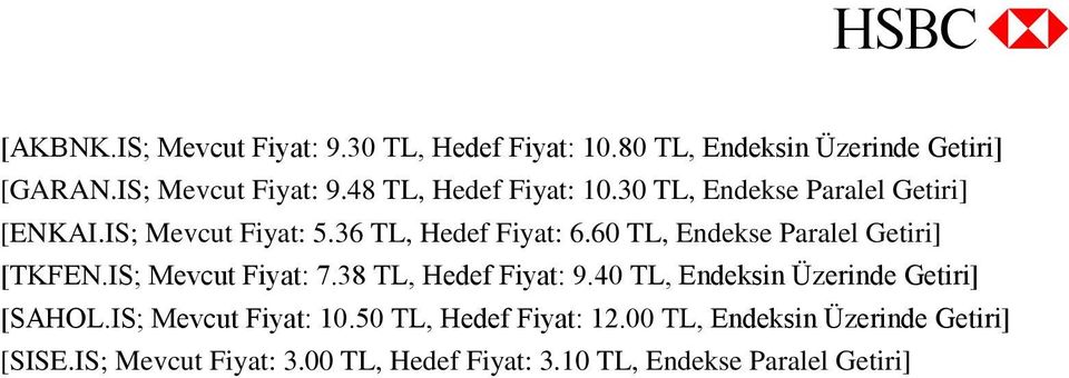 IS; Mevcut Fiyat: 7.38 TL, Hedef Fiyat: 9.40 TL, Endeksin Üzerinde Getiri] [SAHOL.IS; Mevcut Fiyat: 10.