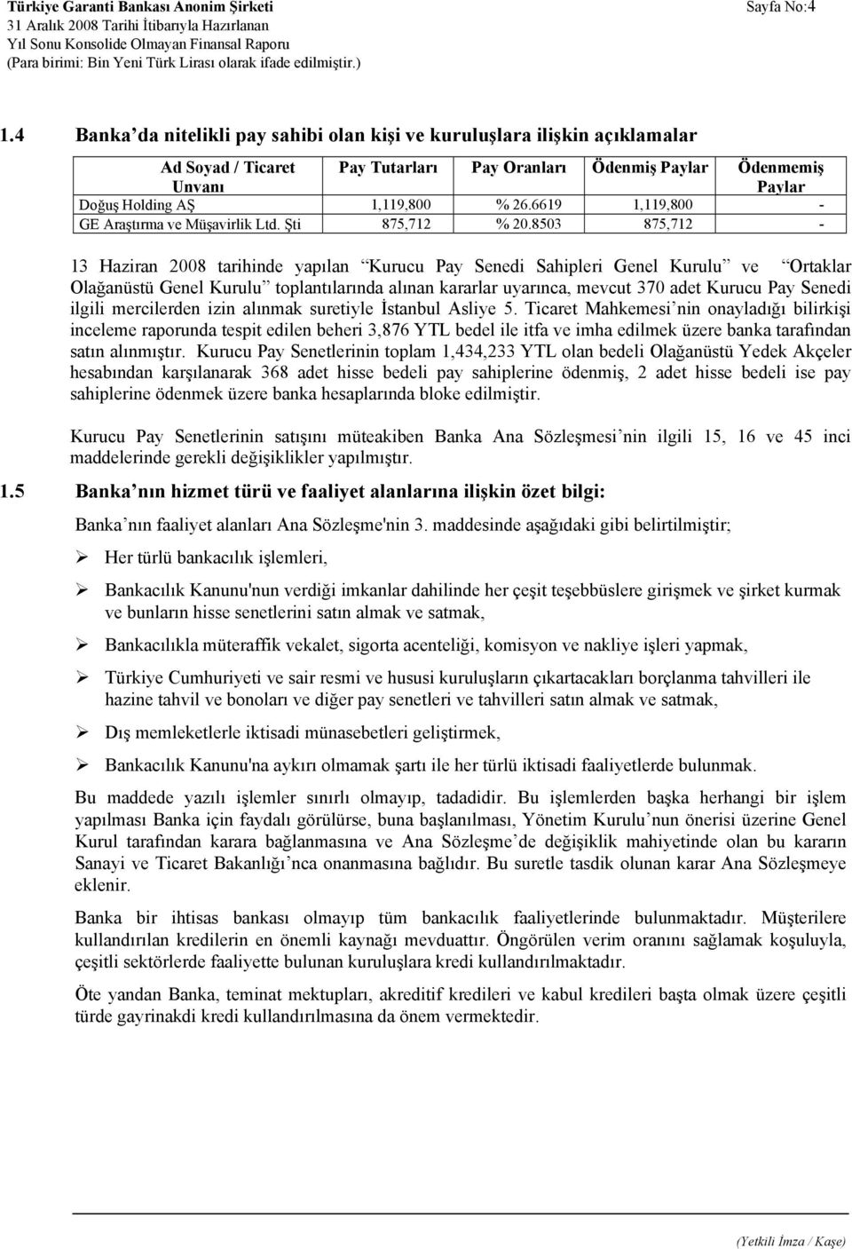 6619 1,119,800 - GE Araştırma ve Müşavirlik Ltd. Şti 875,712 % 20.