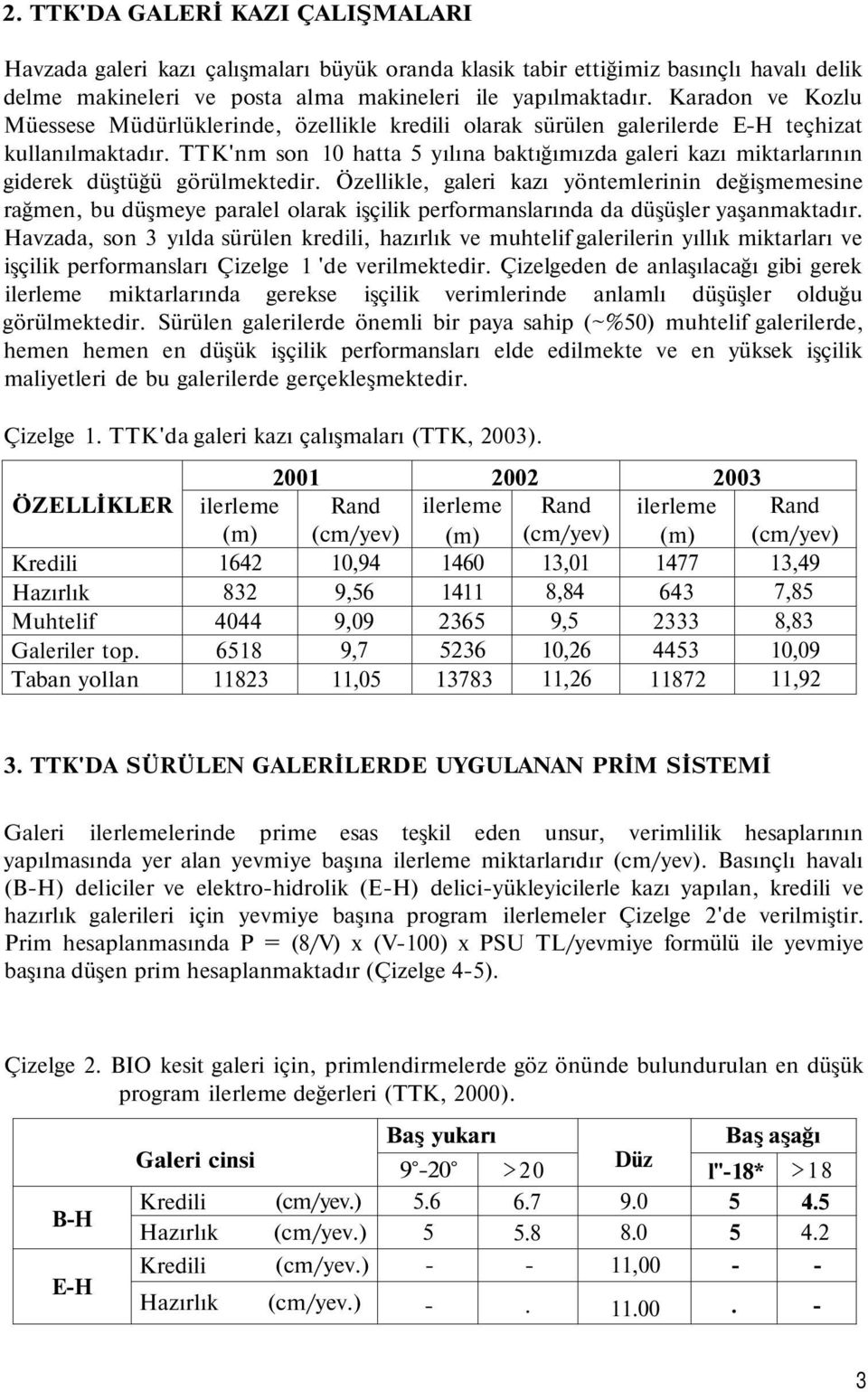 TTK'nm son 0 hatta 5 yılına baktığımızda galeri kazı miktarlarının giderek düştüğü görülmektedir.