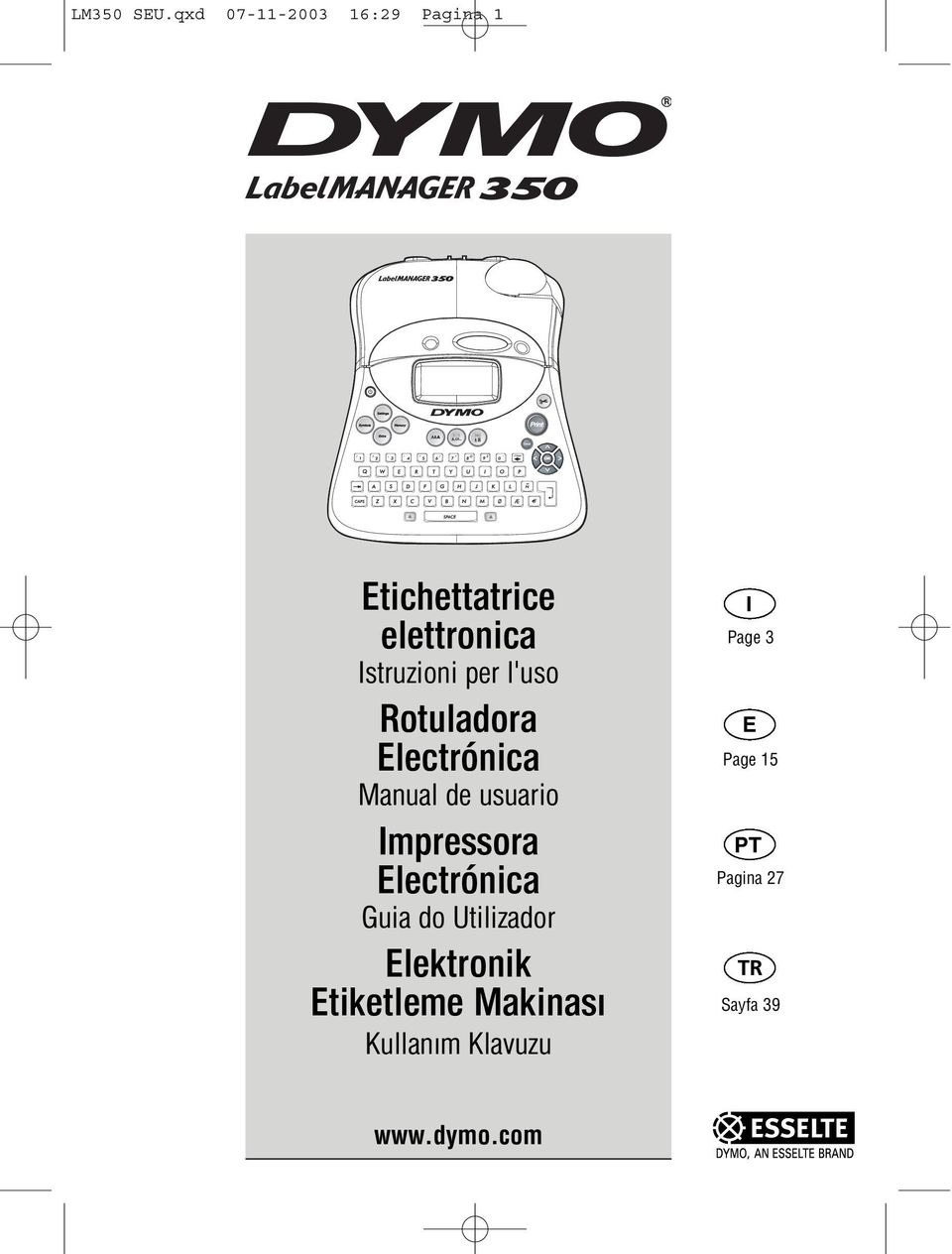 Istruzioni per l'uso Rotuladora Electrónica Manual de usuario