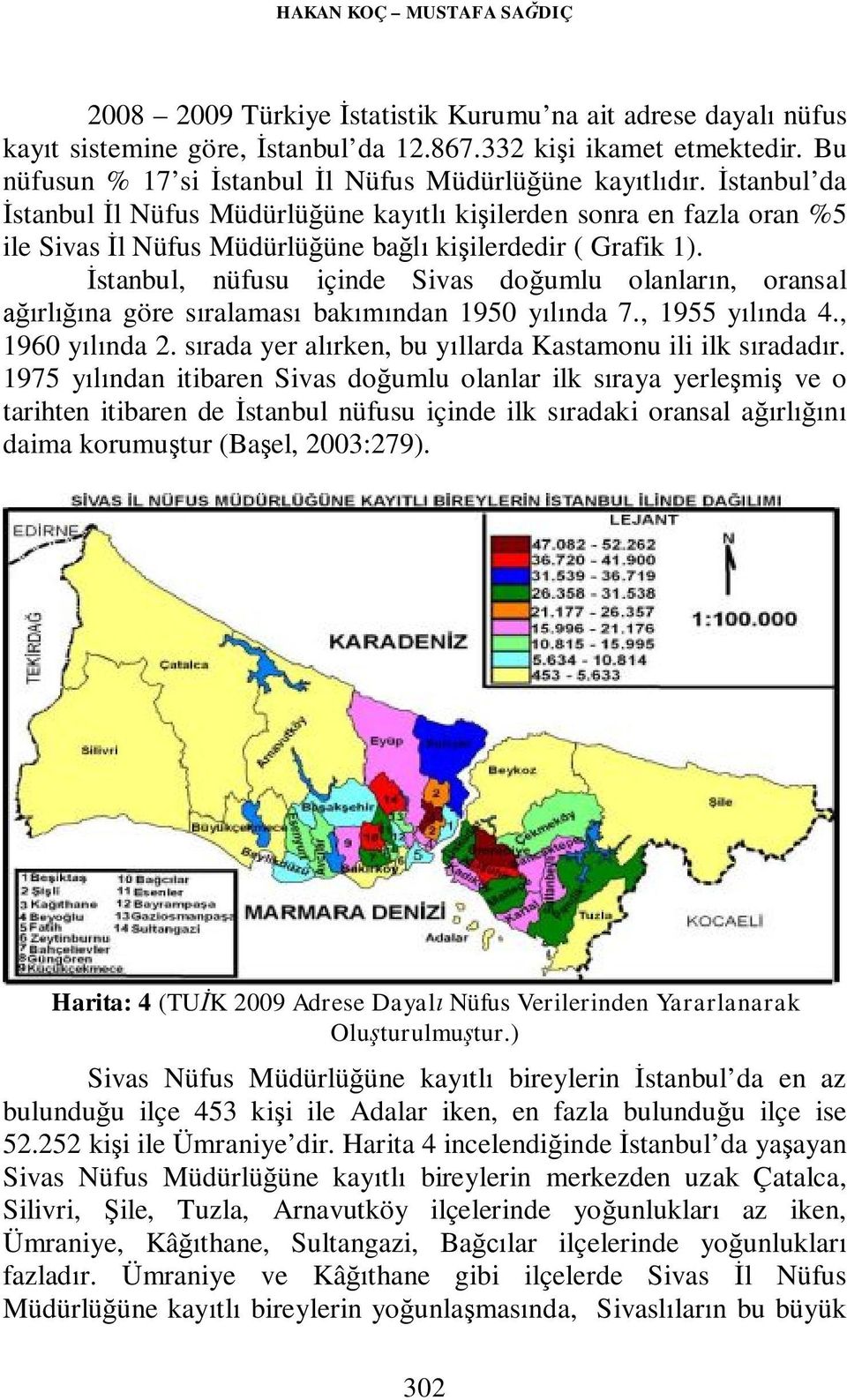 İstanbul da İstanbul İl Nüfus Müdürlüğüne kayıtlı kişilerden sonra en fazla oran %5 ile Sivas İl Nüfus Müdürlüğüne bağlı kişilerdedir ( Grafik 1).