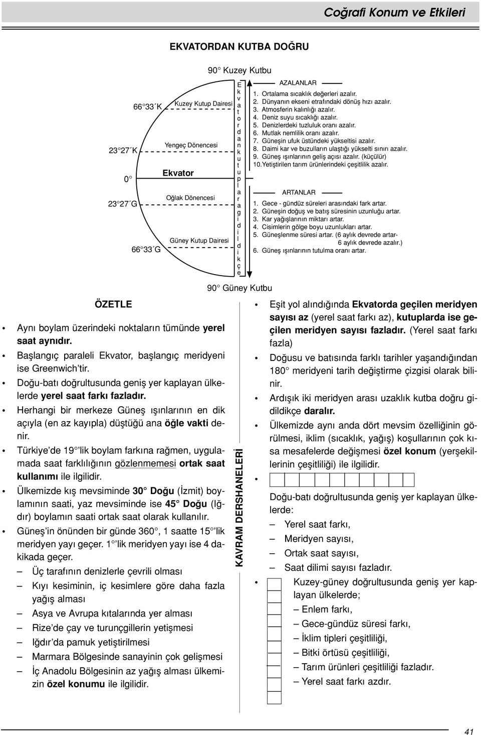 Denizlerdeki tuzluluk oran azal r. 6. Mutlak nemlilik oran azal r. 7. Güneflin ufuk üstündeki yükseltisi azal r. 8. Daimi kar ve buzullar n ulaflt yükselti s n r azal r. 9.