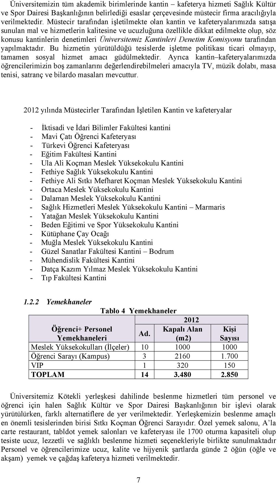 Üniversitemiz Kantinleri Denetim Komisyonu tarafından yapılmaktadır. Bu hizmetin yürütüldüğü tesislerde işletme politikası ticari olmayıp, tamamen sosyal hizmet amacı güdülmektedir.