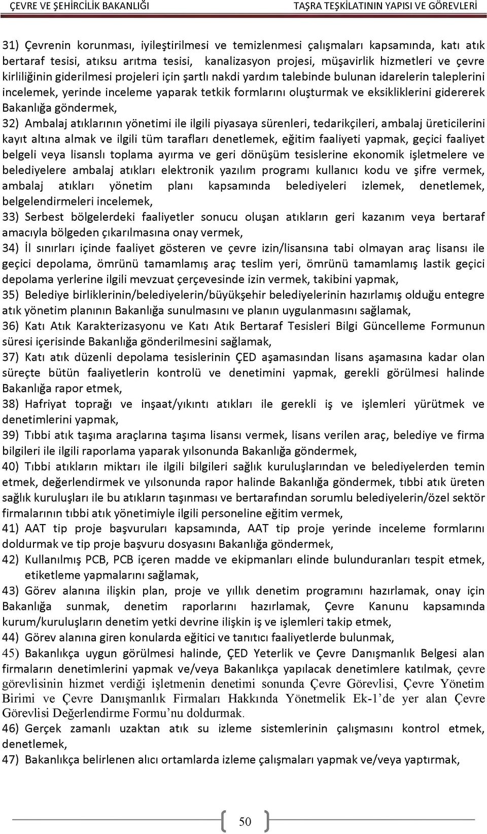 göndermek, 32) Ambalaj atıklarının yönetimi ile ilgili piyasaya sürenleri, tedarikçileri, ambalaj üreticilerini kayıt altına almak ve ilgili tüm tarafları denetlemek, eğitim faaliyeti yapmak, geçici