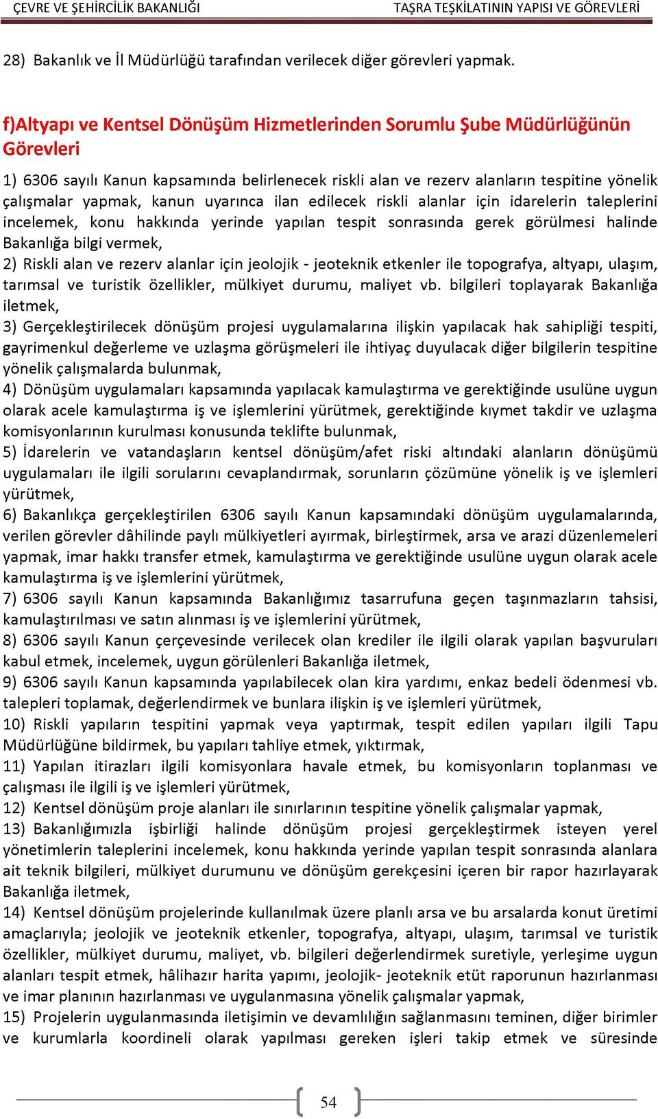 uyarınca ilan edilecek riskli alanlar için idarelerin taleplerini incelemek, konu hakkında yerinde yapılan tespit sonrasında gerek görülmesi halinde Bakanlığa bilgi vermek, 2) Riskli alan ve rezerv