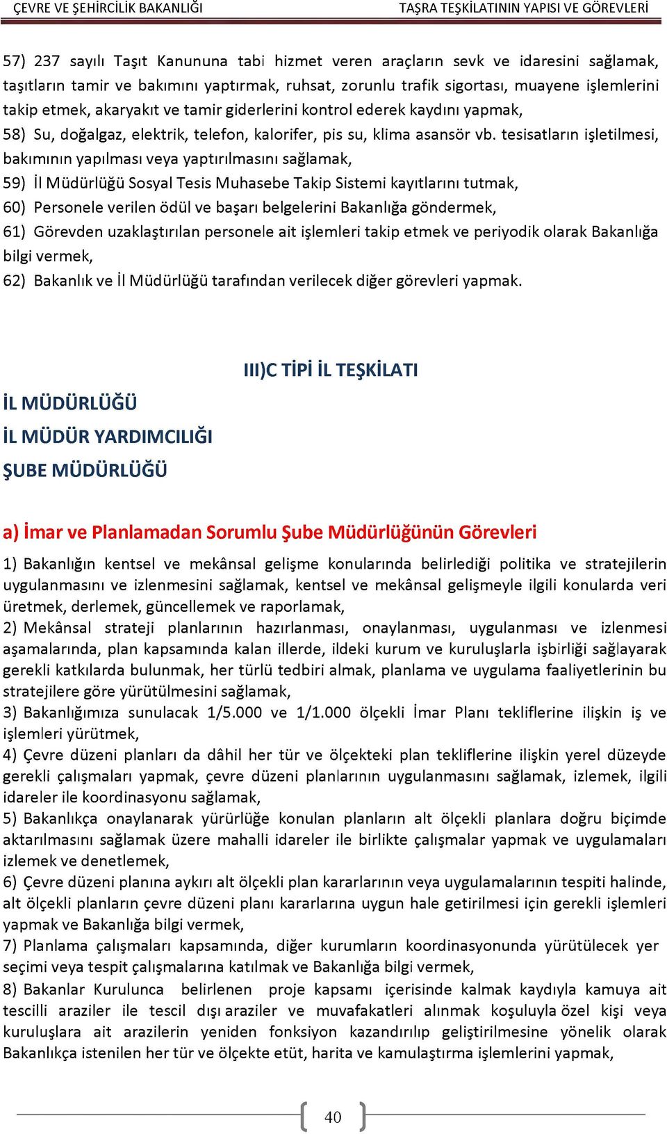 tesisatların işletilmesi, bakımının yapılması veya yaptırılmasını sağlamak, 59) İl Müdürlüğü Sosyal Tesis Muhasebe Takip Sistemi kayıtlarını tutmak, 60) Personele verilen ödül ve başarı belgelerini