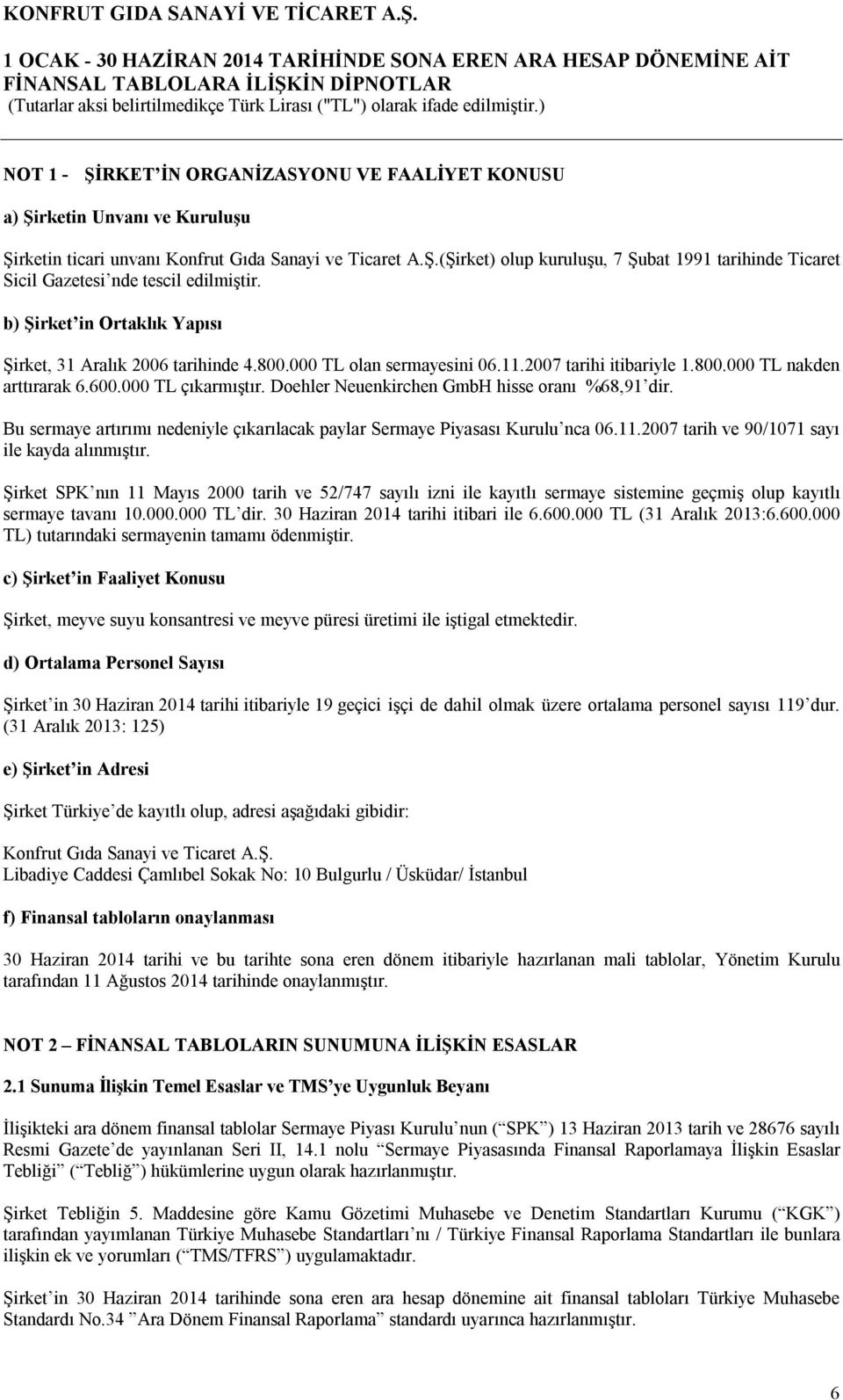 Doehler Neuenkirchen GmbH hisse oranı %68,91 dir. Bu sermaye artırımı nedeniyle çıkarılacak paylar Sermaye Piyasası Kurulu nca 06.11.2007 tarih ve 90/1071 sayı ile kayda alınmıştır.