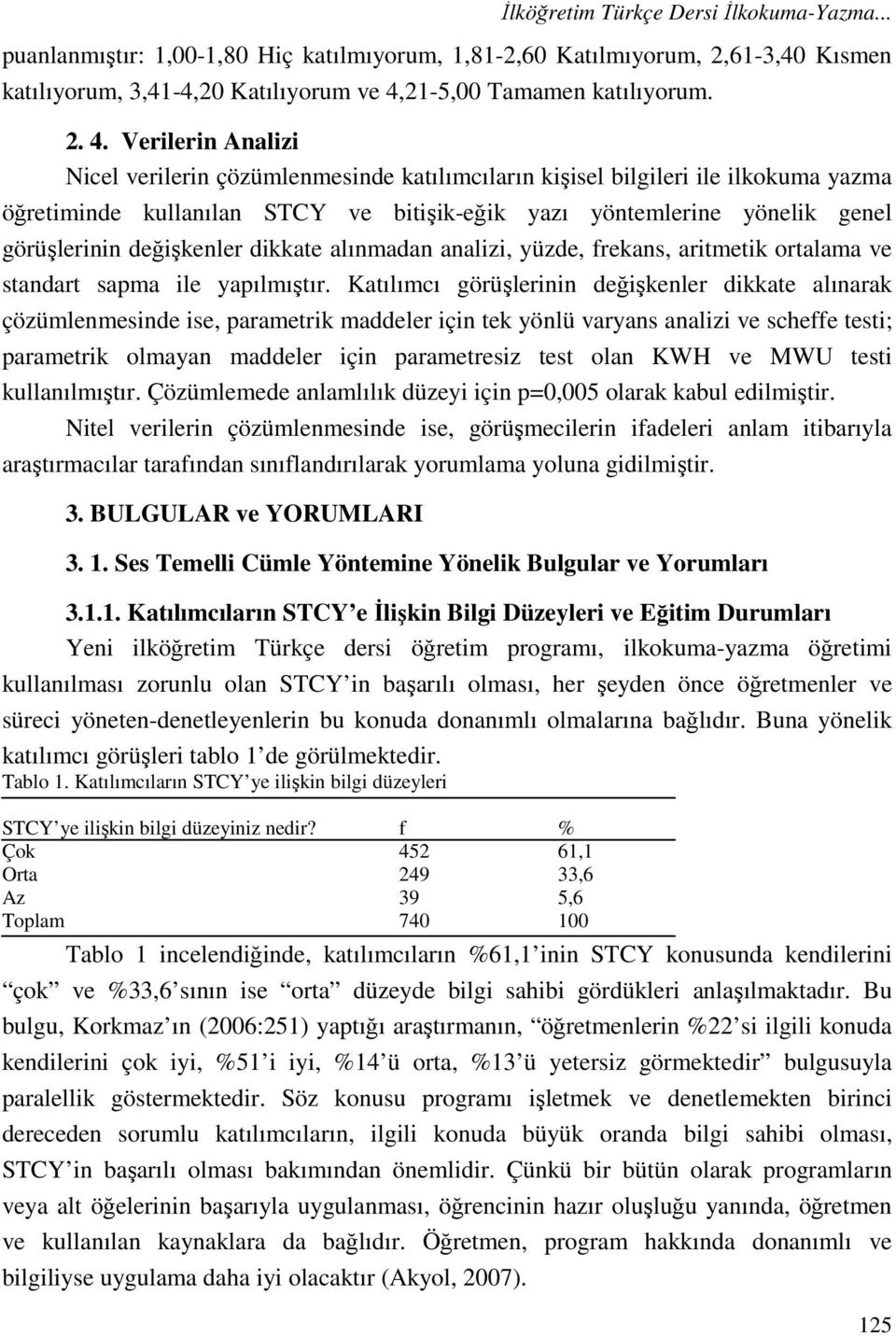 Verilerin Analizi Nicel verilerin çözümlenmesinde katılımcıların kişisel bilgileri ile ilkokuma yazma öğretiminde kullanılan STCY ve bitişik-eğik yazı yöntemlerine yönelik genel görüşlerinin