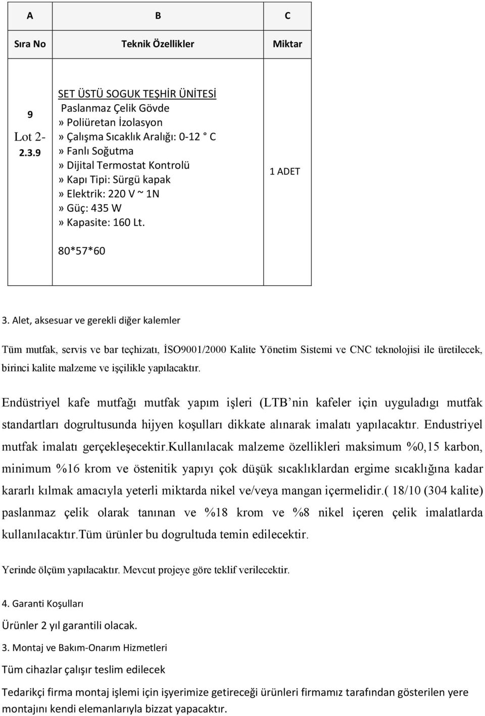 Güç: 435 W» Kapasite: 160 Lt. 80*57*60 3.