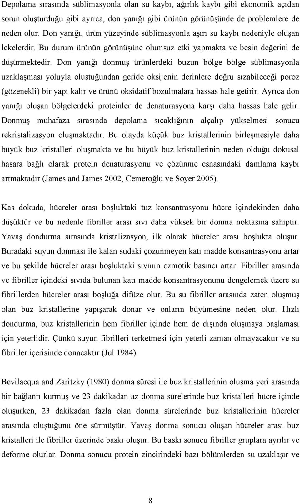 Don yanığı donmuş ürünlerdeki buzun bölge bölge süblimasyonla uzaklaşması yoluyla oluştuğundan geride oksijenin derinlere doğru sızabileceği poroz (gözenekli) bir yapı kalır ve ürünü oksidatif