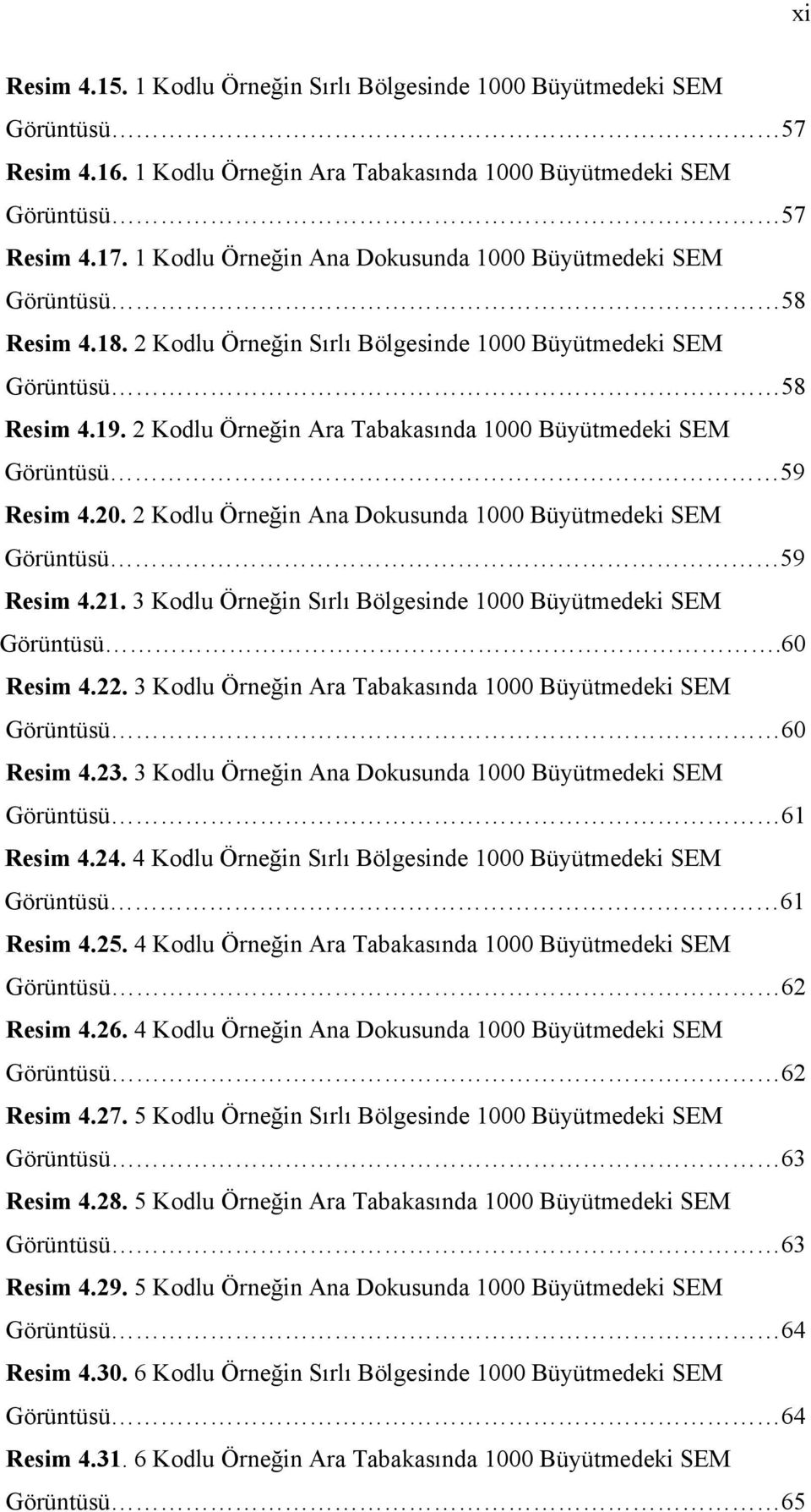 2 Kodlu Örneğin Ara Tabakasında 1000 Büyütmedeki SEM Görüntüsü 59 Resim 4.20. 2 Kodlu Örneğin Ana Dokusunda 1000 Büyütmedeki SEM Görüntüsü 59 Resim 4.21.