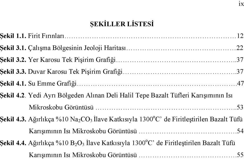 Yedi Ayrı Bölgeden Alınan Deli Halil Tepe Bazalt Tüfleri Karışımının Isı Mikroskobu Görüntüsü..53 