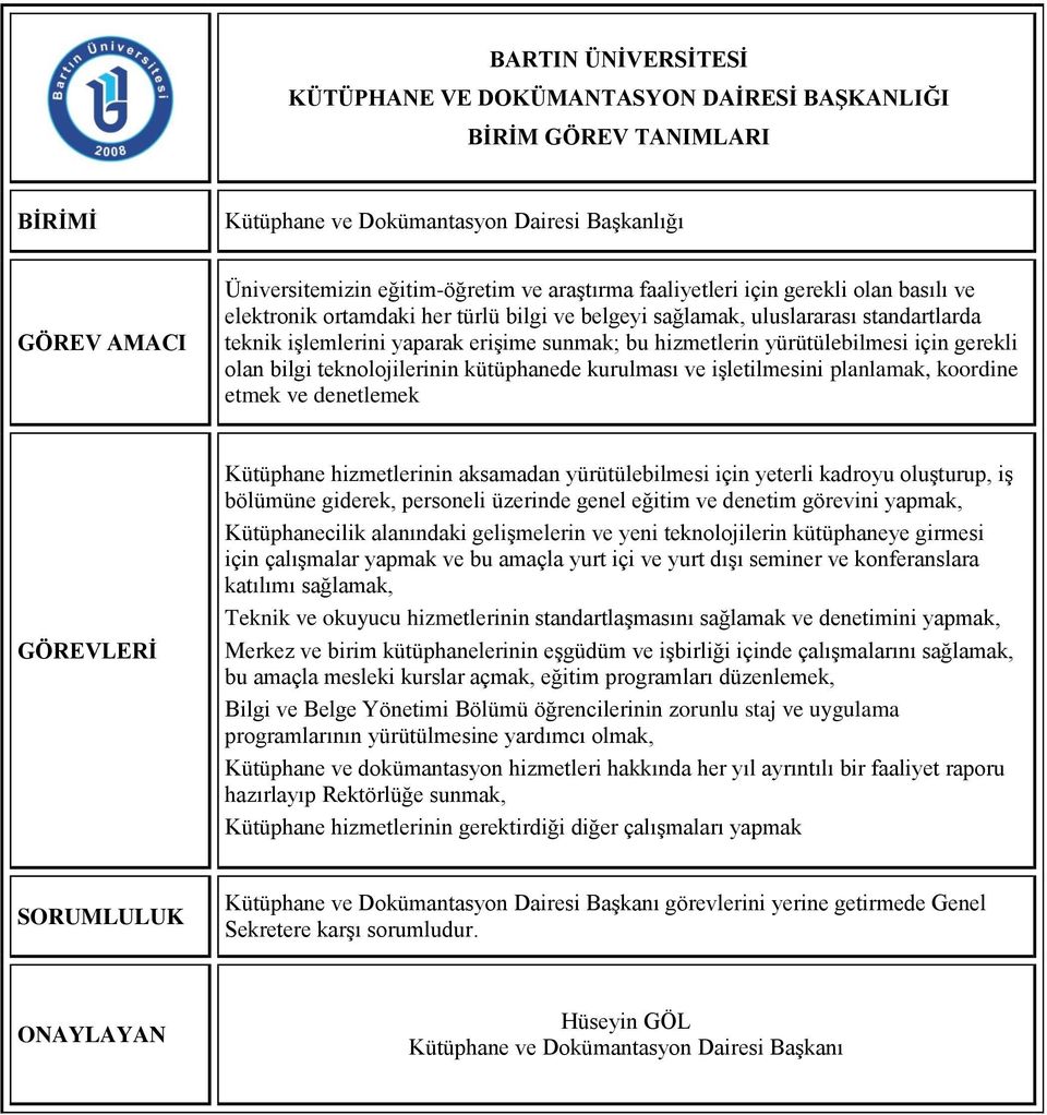 koordine etmek ve denetlemek Kütüphane hizmetlerinin aksamadan yürütülebilmesi için yeterli kadroyu oluşturup, iş bölümüne giderek, personeli üzerinde genel eğitim ve denetim görevini yapmak,