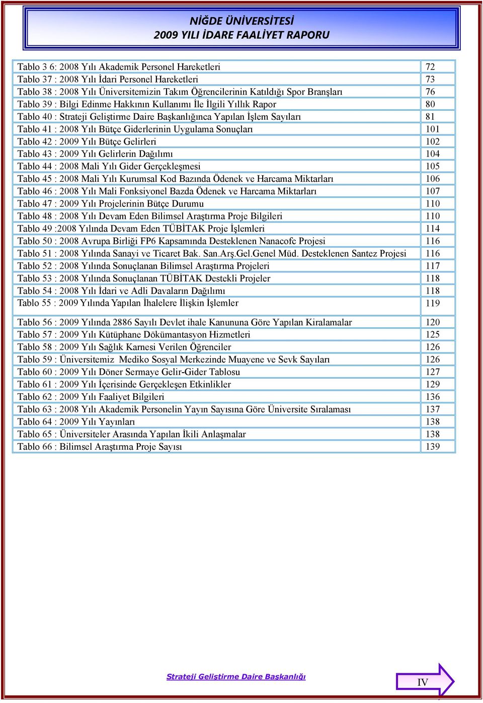 Gelirleri 102 Tablo 43 : 2009 Yılı Gelirlerin Dağılımı 104 Tablo 44 : 2008 Mali Yılı Gider Gerçekleşmesi 105 Tablo 45 : 2008 Mali Yılı Kurumsal Kod Bazında Ödenek ve Harcama Miktarları 106 Tablo 46 :