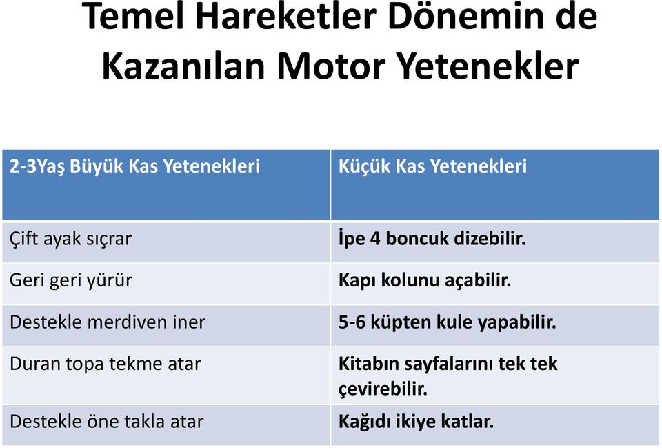 topa tekme atar Destekle öne takla atar İpe 4 boncuk dizebilir. Kapı kolunu açabilir.