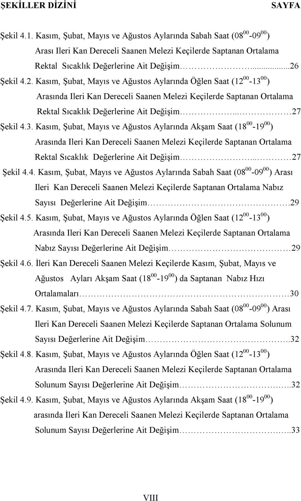 Şekil 4.2. Kasım, Şubat, Mayıs ve Ağustos Aylarında Öğlen Saat (12 00-13 00 ) Arasında Ileri Kan Dereceli Saanen Melezi Keçilerde Saptanan Ortalama Rektal Sıcaklık Değerlerine Ait Değişim... 27 Şekil 4.