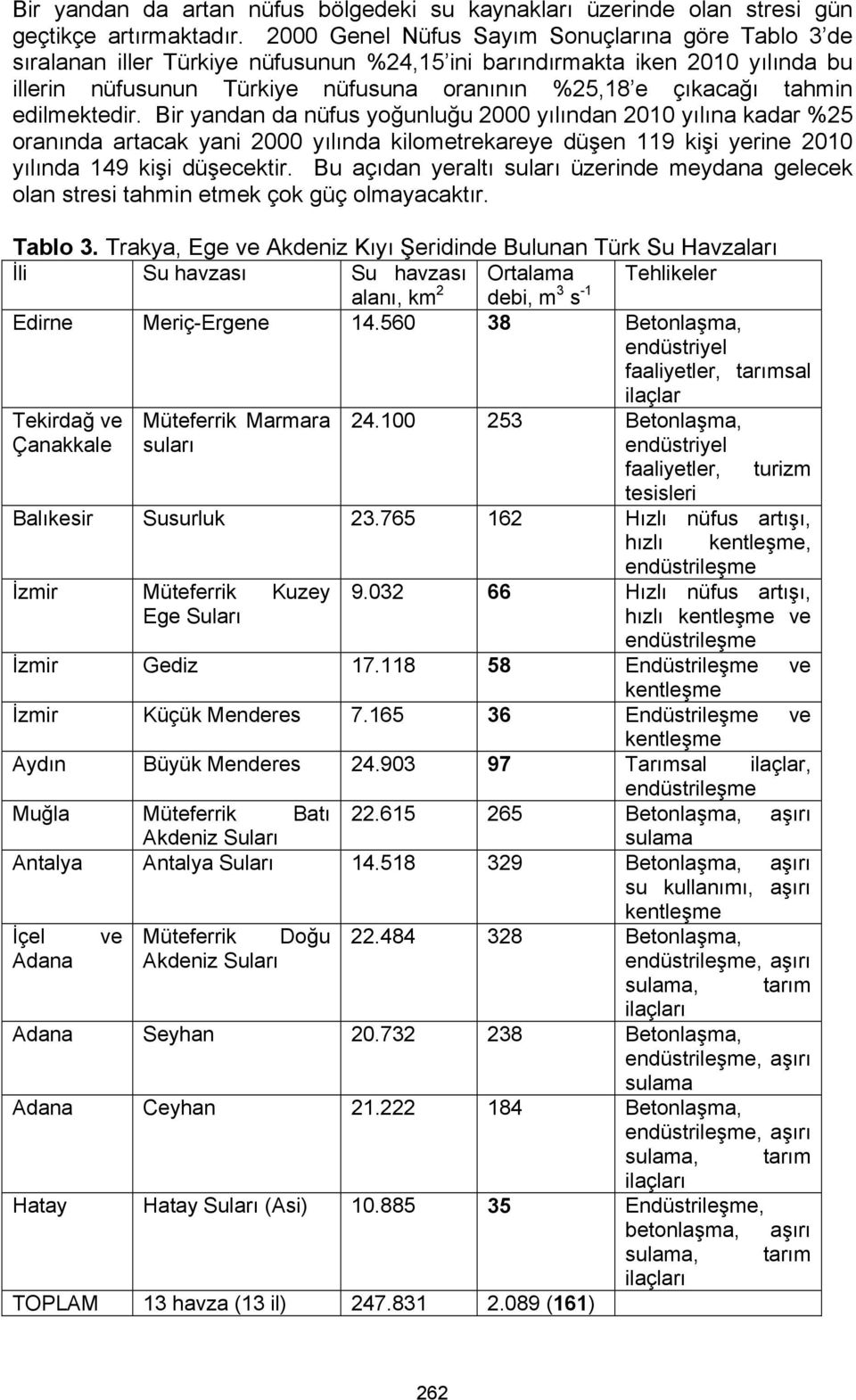 edilmektedir. Bir yandan da nüfus yoğunluğu 2000 yılından 2010 yılına kadar %25 oranında artacak yani 2000 yılında kilometrekareye düşen 119 kişi yerine 2010 yılında 149 kişi düşecektir.