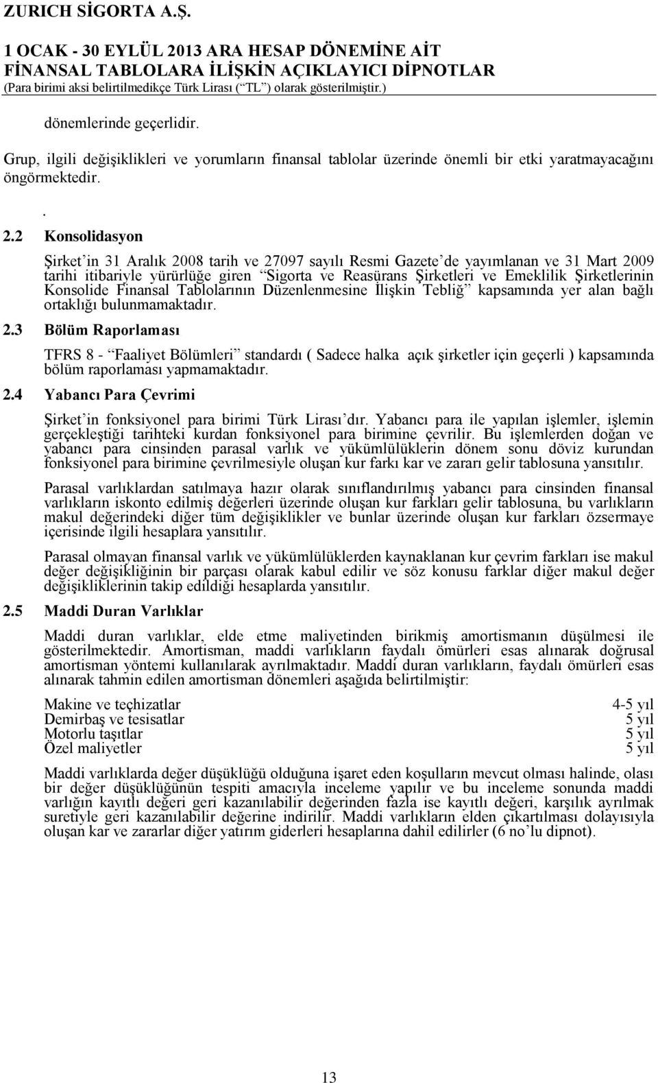 Konsolide Finansal Tablolarının Düzenlenmesine İlişkin Tebliğ kapsamında yer alan bağlı ortaklığı bulunmamaktadır. 2.