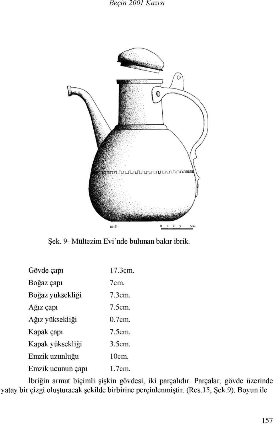 uzunluğu Emzik ucunun çapı 17.3cm. 7cm. 7.3cm. 7.5cm. 0.7cm. 7.5cm. 3.5cm. 10cm. 1.7cm. İbriğin armut biçimli şişkin gövdesi, iki parçalıdır.