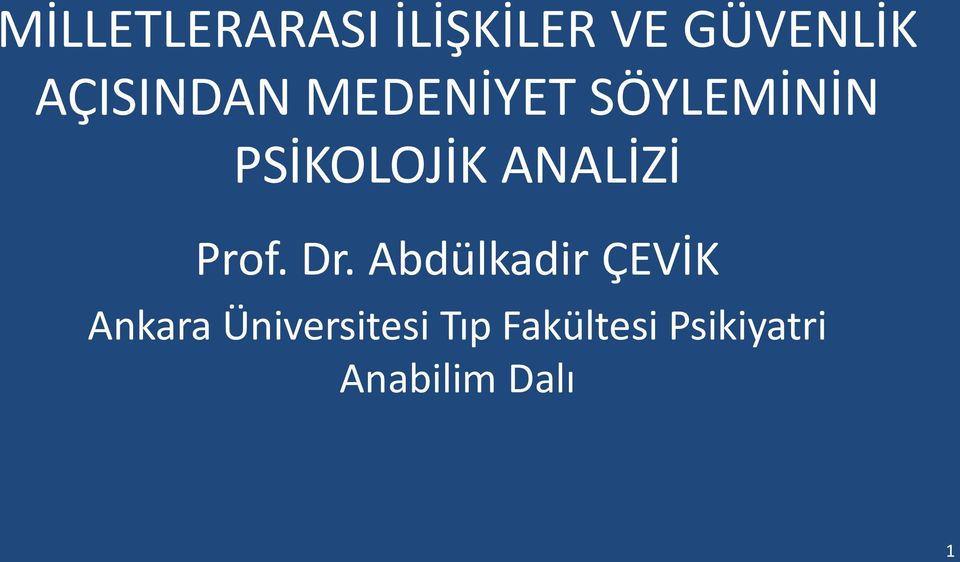 ANALİZİ Prof. Dr.
