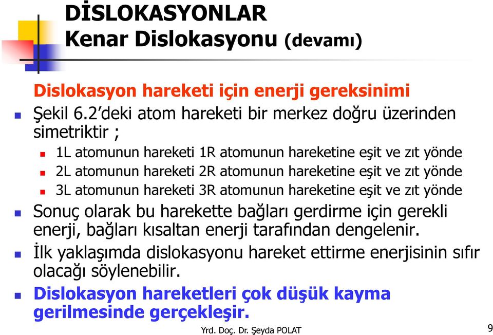 atomunun hareketine eşit ve zıt yönde 3L atomunun hareketi 3R atomunun hareketine eşit ve zıt yönde Sonuç olarak bu harekette bağları gerdirme için