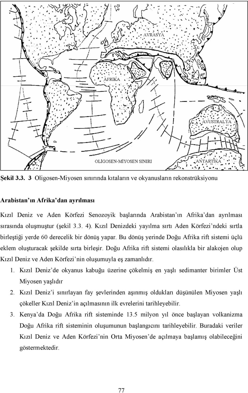 sırasında oluşmuştur (şekil 3.3. 4). Kızıl Denizdeki yayılma sırtı Aden Körfezi ndeki sırtla birleştiği yerde 60 derecelik bir dönüş yapar.