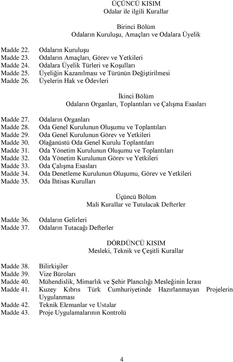 Toplantıları ve Çalışma Esasları Madde 27. Madde 28. Madde 29. Madde 30. Madde 31. Madde 32. Madde 33. Madde 34. Madde 35.