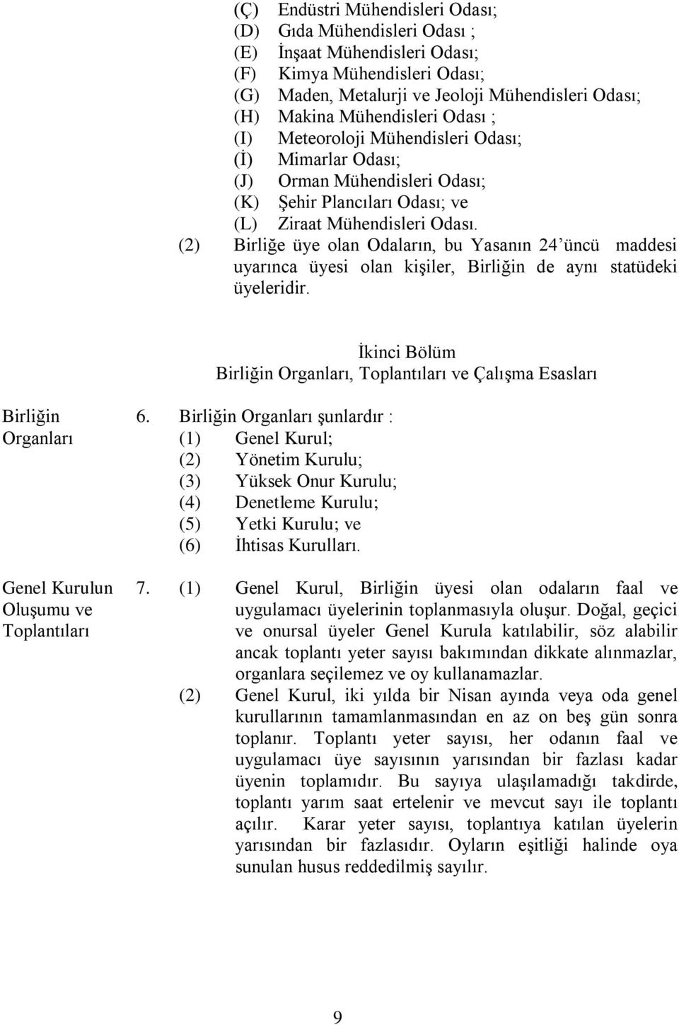 (2) Birliğe üye olan Odaların, bu Yasanın 24 üncü maddesi uyarınca üyesi olan kişiler, Birliğin de aynı statüdeki üyeleridir. Birliğin 6.