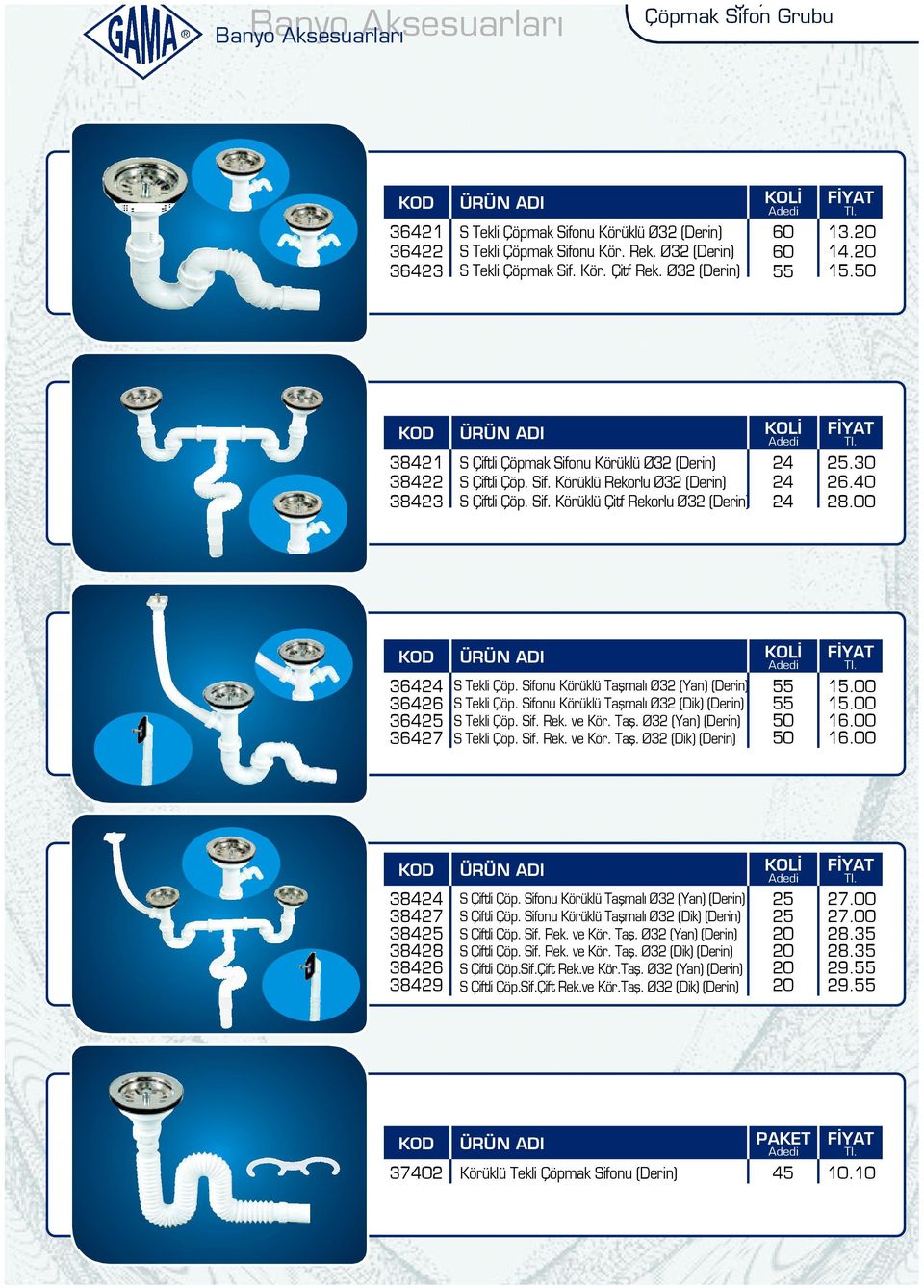 00 36424 36426 36425 36427 S Tekli Çöp. Sifonu Körüklü Taflmal Ø32 (Yan) (Derin) S Tekli Çöp. Sifonu Körüklü Taflmal Ø32 (Dik) (Derin) S Tekli Çöp. Sif. Rek. ve Kör. Tafl. Ø32 (Yan) (Derin) S Tekli Çöp. Sif. Rek. ve Kör. Tafl. Ø32 (Dik) (Derin) 55 55 15.