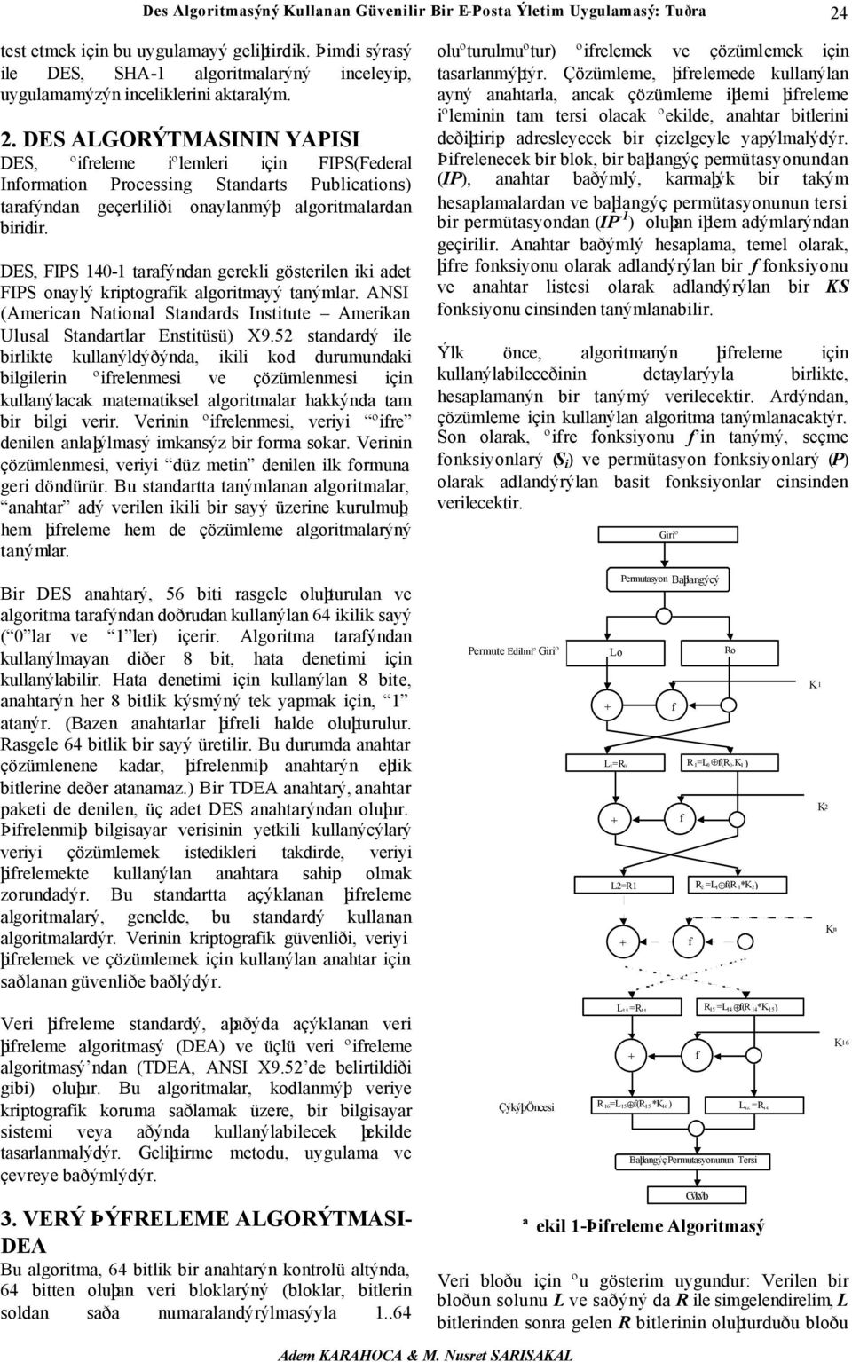 DES ALGORÝTMASININ YAPISI DES, ºifreleme iºlemleri için FIPS(Federal Information Processing Standarts Publications) tarafýndan geçerliliði onaylanmýþ algoritmalardan biridir.