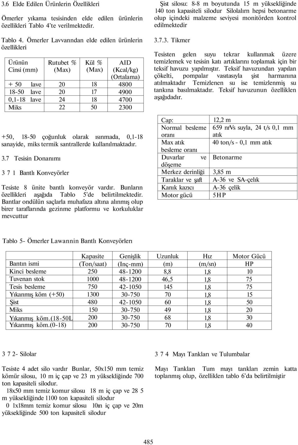 Ömerler Lavvanndan elde edilen ürünlerin özellikleri Ürünün Cinsi (mm) + 50 lave 850 lave 0,8 lave Miks Rutubet % (Max) 20 20 24 22 Kül % (Max) 8 7 8 50 AID (Kcal/kg) (Ortalama) 4800 4900 4700 2300