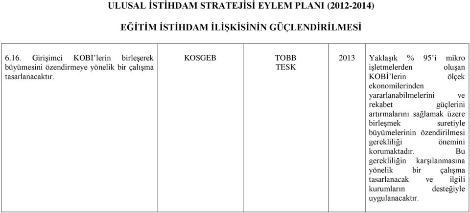 rekabet güçlerini artırmalarını sağlamak üzere birleģmek suretiyle büyümelerinin özendirilmesi gerekliliği