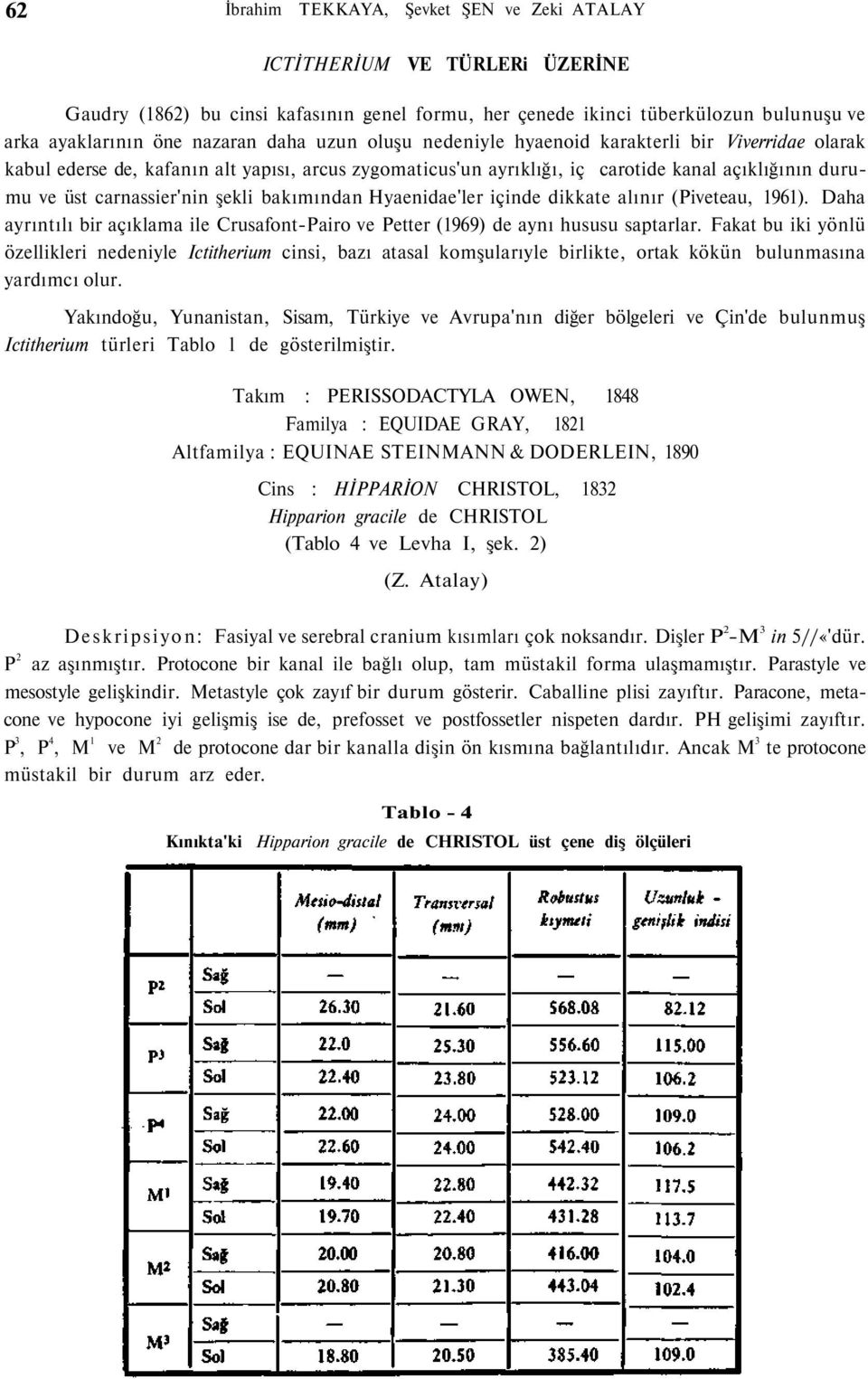 bakımından Hyaenidae'ler içinde dikkate alınır (Piveteau, 1961). Daha ayrıntılı bir açıklama ile Crusafont-Pairo ve Petter (1969) de aynı hususu saptarlar.