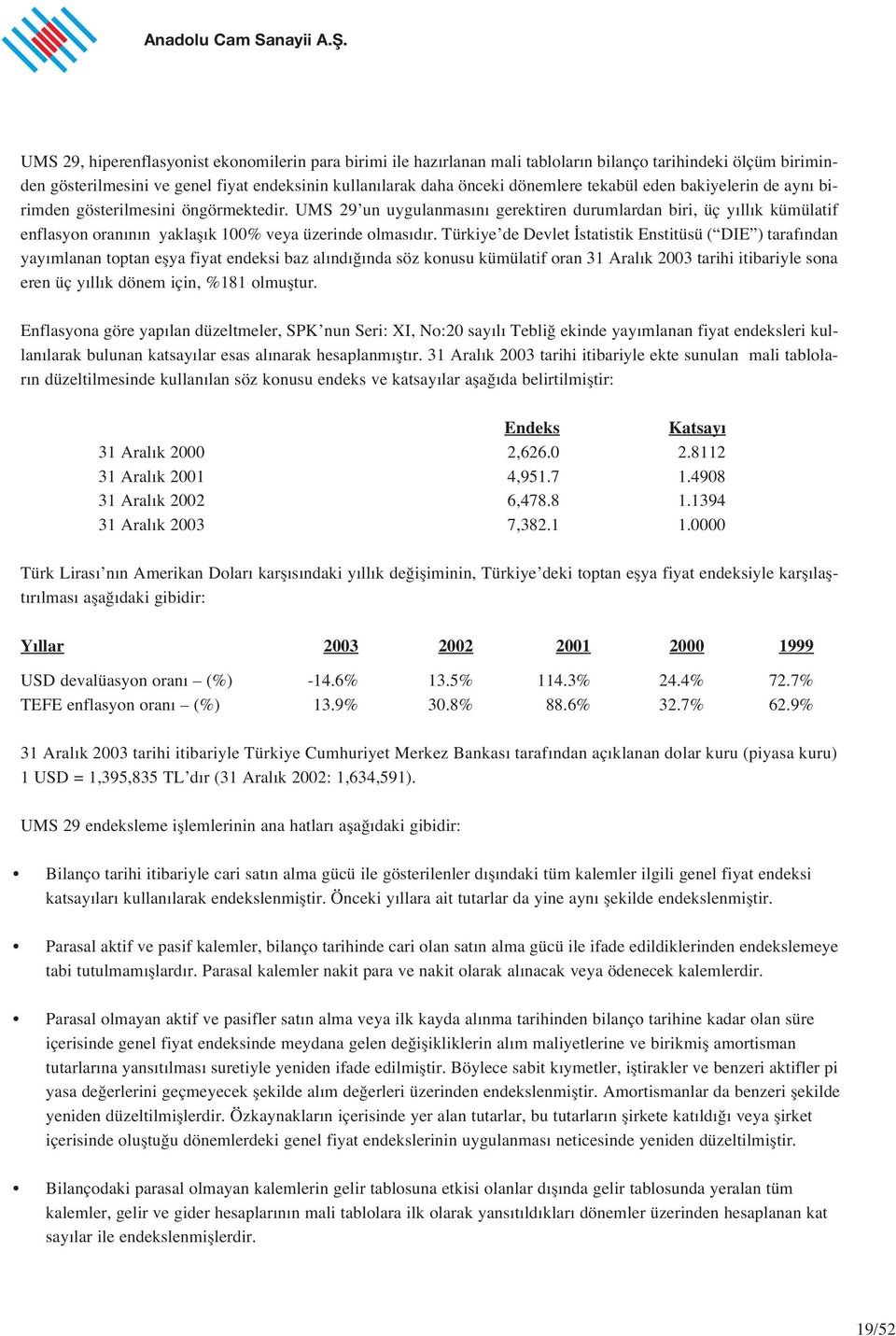 UMS 29 un uygulanmas n gerektiren durumlardan biri, üç y ll k kümülatif enflasyon oran n n yaklafl k 100% veya üzerinde olmas d r.