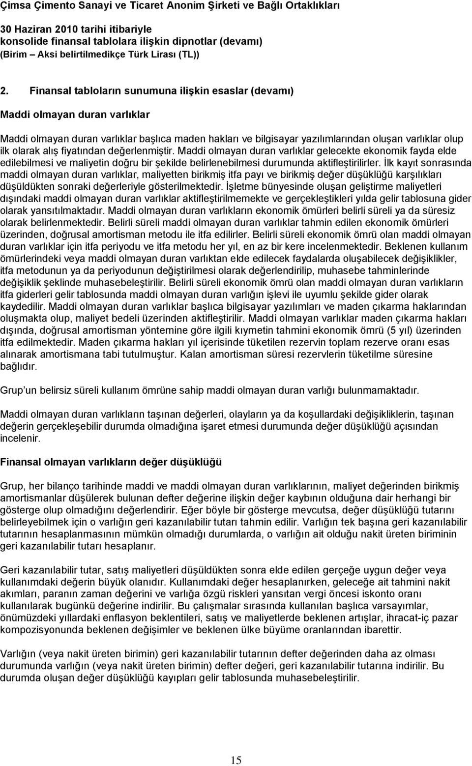 alış fiyatından değerlenmiştir. Maddi olmayan duran varlıklar gelecekte ekonomik fayda elde edilebilmesi ve maliyetin doğru bir şekilde belirlenebilmesi durumunda aktifleştirilirler.