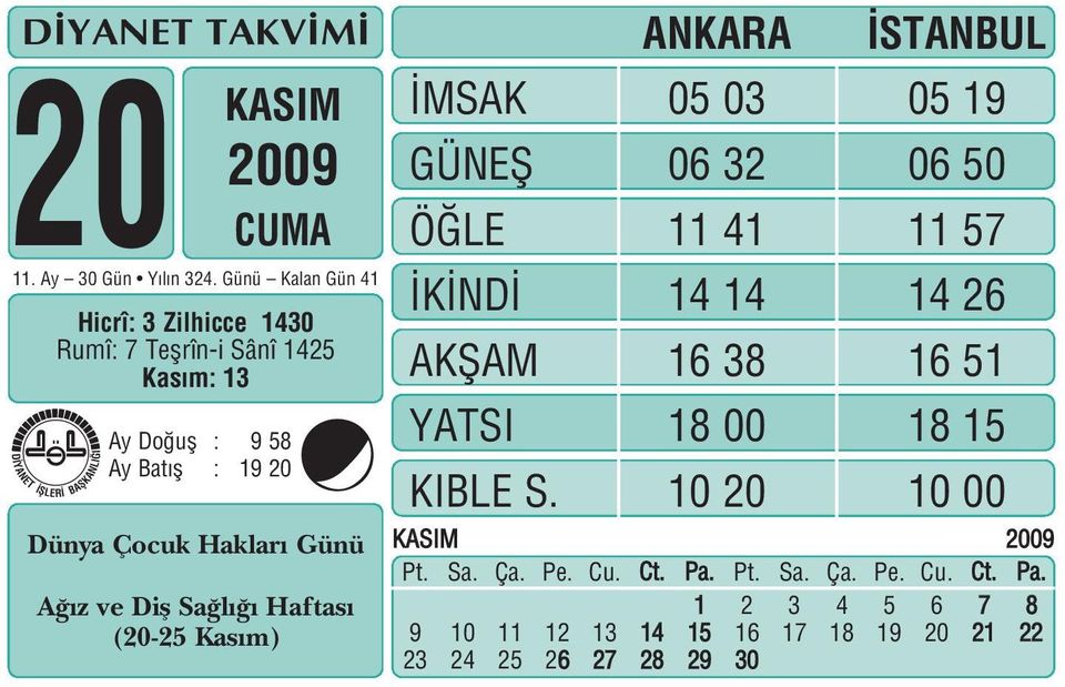 Kas m: 13 y Do ufl : 9 58 y Bat fl : 19 20 4 Dünya Çocuk Haklar Günü z