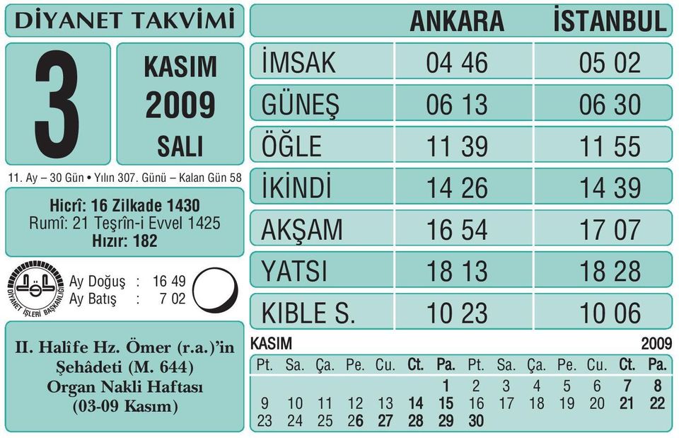 182 y Do ufl : 16 49 y Bat fl : 7 02 O II. Halîfe Hz. Ömer (r.a.) in fiehâdeti (M.