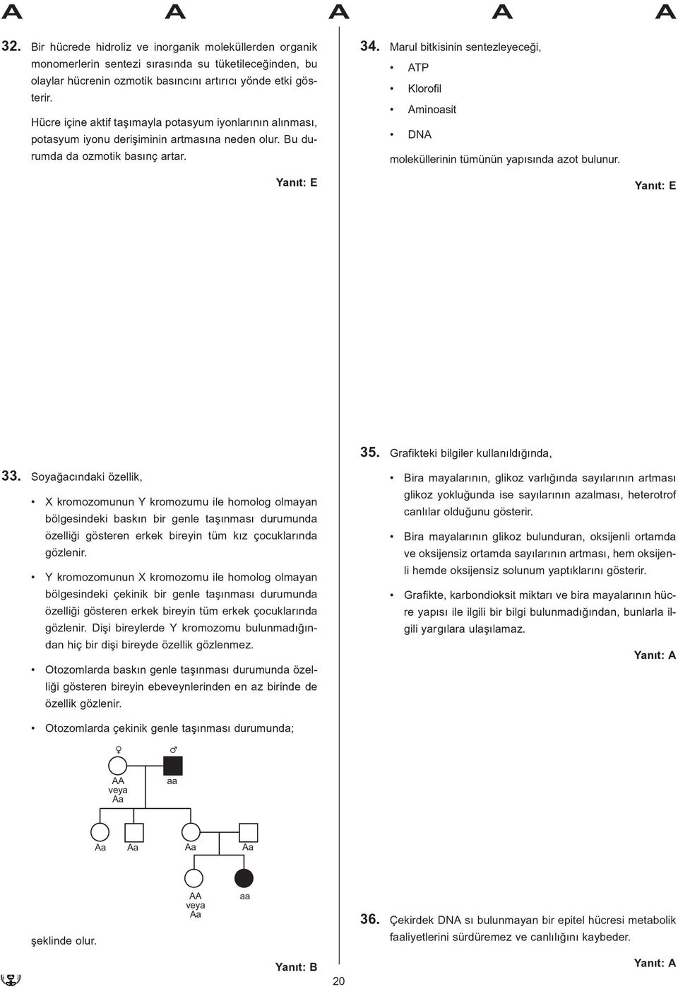 Marul bitkisinin sentezleyeceði, TP Klorofil minoasit DN moleküllerinin tümünün yapýsýnda azot bulunur. 5. Grafikteki bilgiler kullanýldýðýnda,.