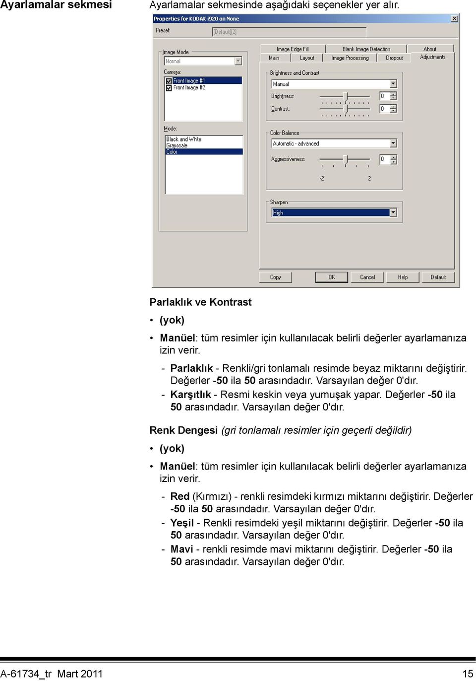 Değerler -50 ila 50 arasındadır. Varsayılan değer 0'dır.