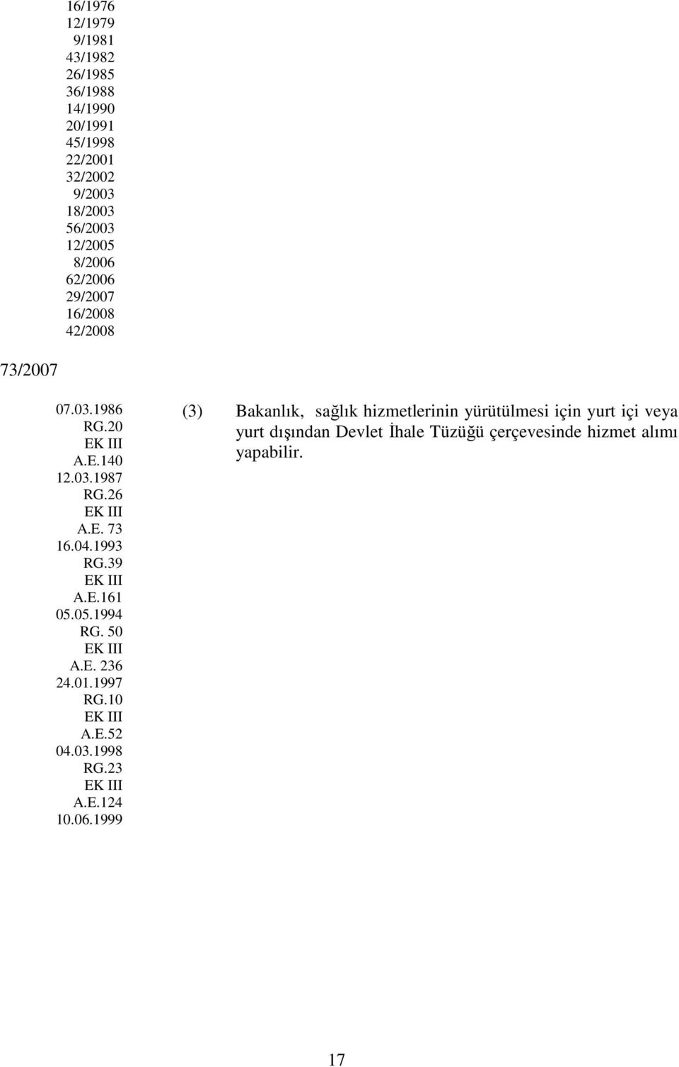 39 EK III A.E.161 05.05.1994 RG. 50 EK III A.E. 236 24.01.1997 RG.10 EK III A.E.52 04.03.1998 RG.23 EK III A.E.124 10.06.