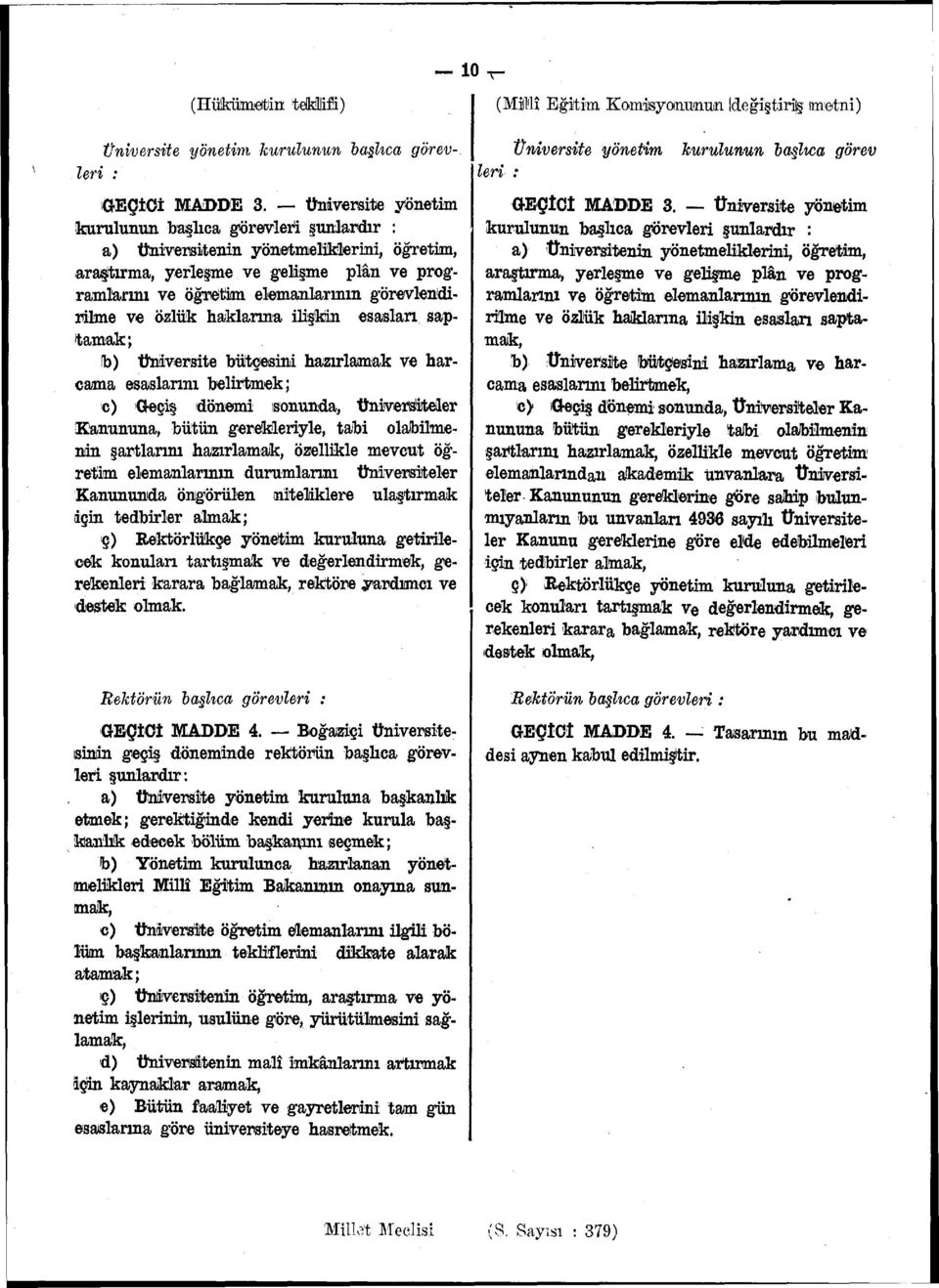 özlük haklarına ilişkin esasları saptamak; b) Üniversite bütçesini hazırlamak ve harcama esaslarını belirtmek; e) Geçiş dönemi sonunda, Üniversiteler Kanununa, bütün gerekleriyle, tabi olabilmenin