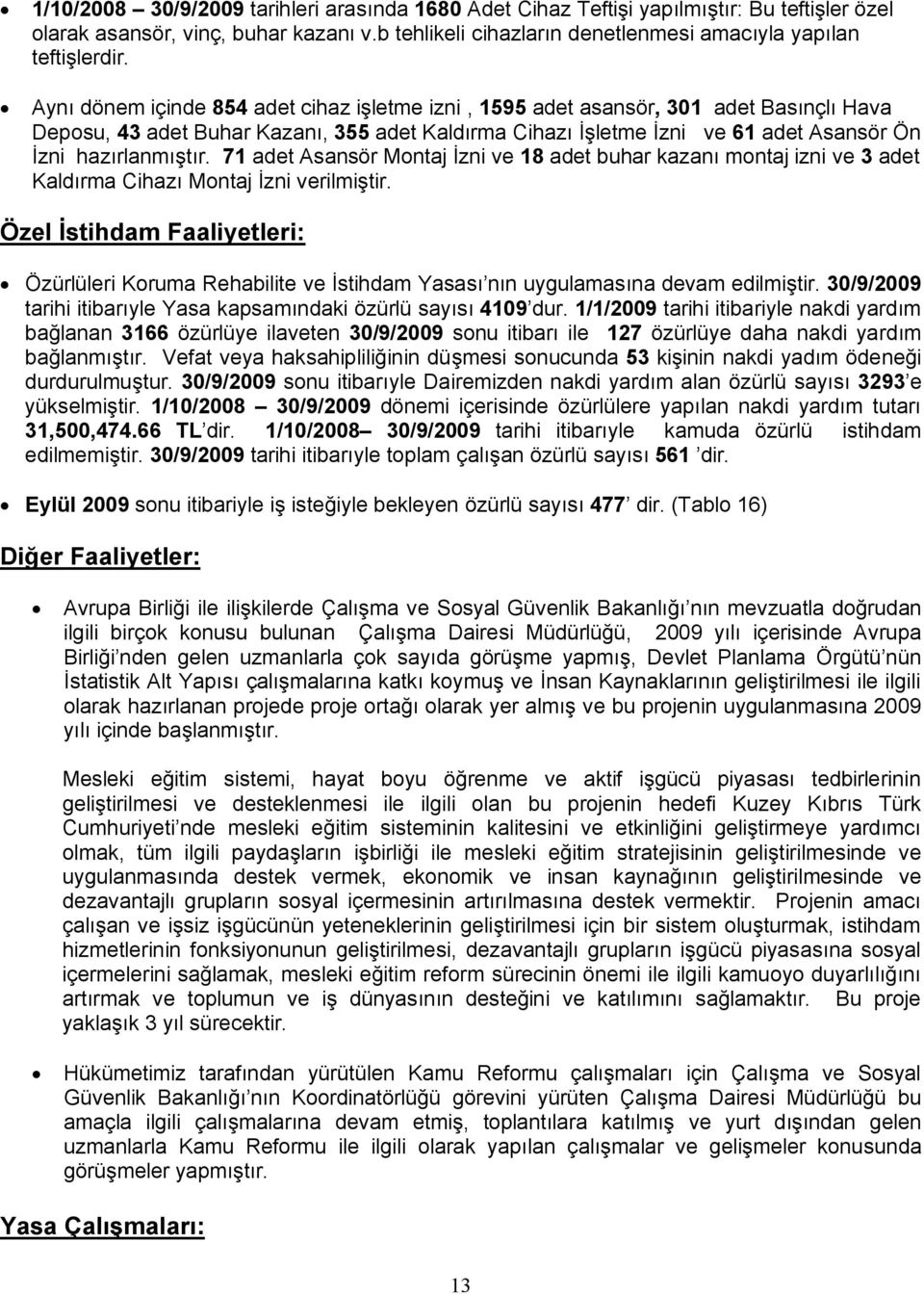 71 adet Asansör Montaj İzni ve 18 adet buhar kazanı montaj izni ve 3 adet Kaldırma Cihazı Montaj İzni verilmiştir.